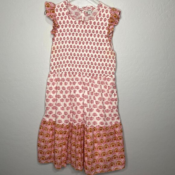 J. Crew Orange Ruffle Sun Shell Print Dress Size XL - Picture 2 of 9